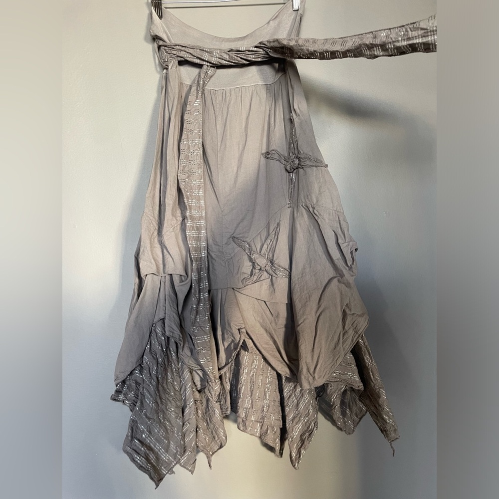 Y2K Boho Handkerchief Hem Maxi Skirt — Gray - Picture 2 of 4